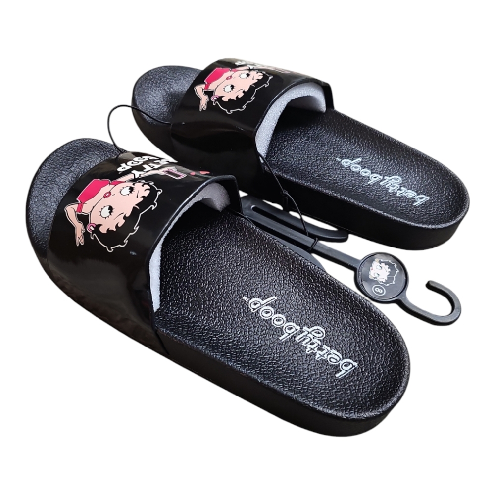 SALE! Betty Boop Black Selfie Slide Sandals NWT  Various Sizes - Picture 5 of 6
